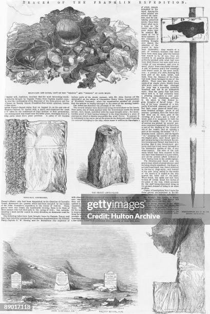 Relics of the expedition led by Arctic explorer John Franklin and his team, circa 1859. The entire expedition was lost on a voyage to the Northwest...