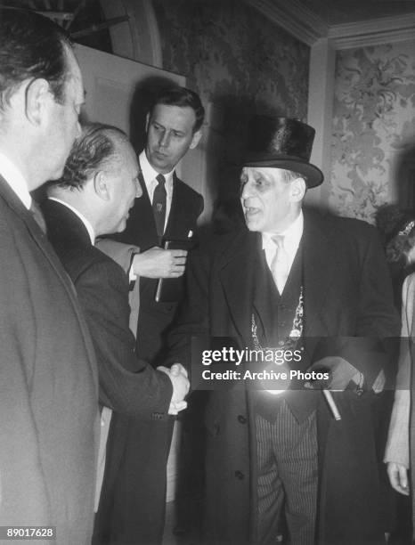 Irish politician Robert Briscoe , the Lord Mayor of Dublin, attends a reception in his honour at Gracie Mansion, upon his arrival in New York, 15th...