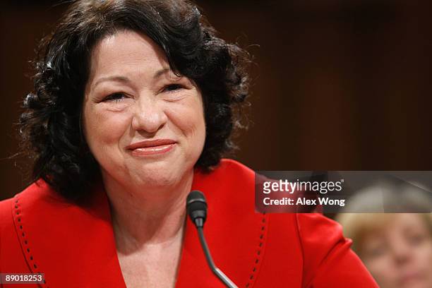 Supreme Court nominee Judge Sonia Sotomayor answers questions from Sen. Jeff Sessions during the second day of her confirmation hearings on Capitol...