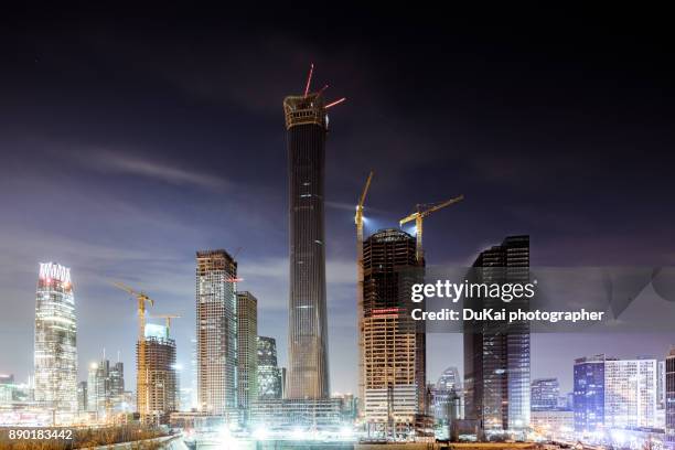 beijing cbd construction site - work sites night stock pictures, royalty-free photos & images