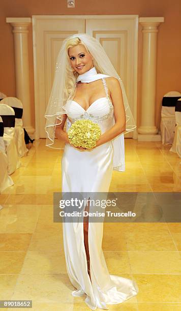 Holly Madison marries the Travelocity gnome at The Wedding Chapel at Planet Hollywood Resort & Casino on July 12, 2009 in Las Vegas, Nevada.