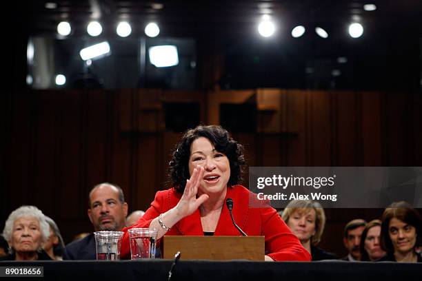 Supreme Court nominee Judge Sonia Sotomayor answers questions from Senate Judiciary Committee member Sen. Herb Kohl during the second day of her...