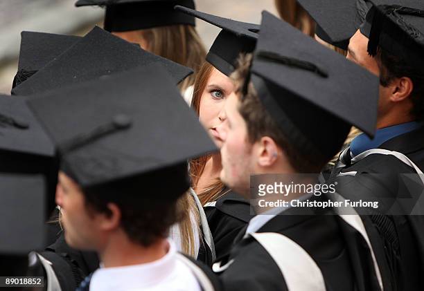 Students at the University of Birmingham take part in their degree congregations as they graduate on July 14, 2009 in Birmingham, England. Over 5000...