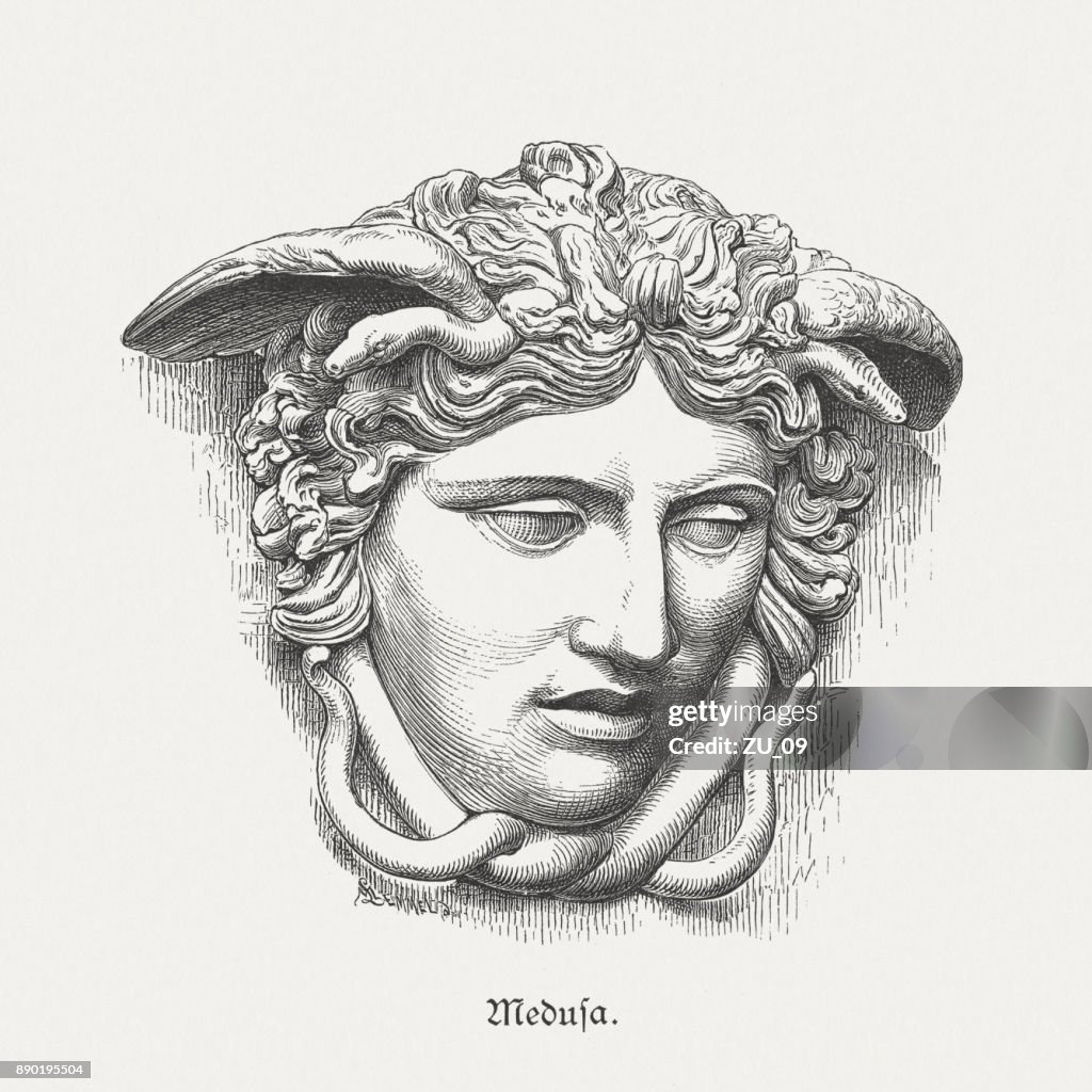 Medusa Rondanini, ancient sculpture, Glyptothek in Munich, Germany, published 1879