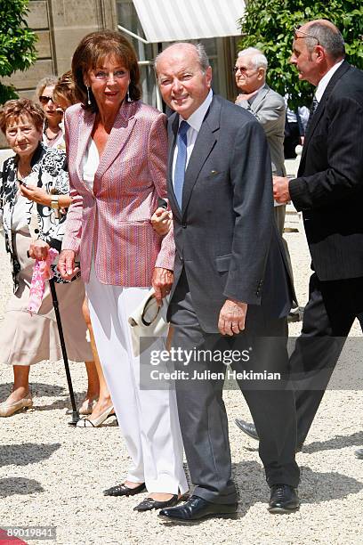 Jacques Toubon and his wife Lise Toubon arrive at the garden party to celebrate Bastille Day at Elysee Palace on July 14, 2009 in Paris, France.