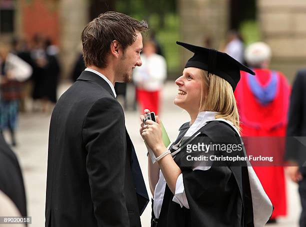 Proud students and their relatives at the University of Birmingham take part in the degree congregations on July 14, 2009 in Birmingham, England....