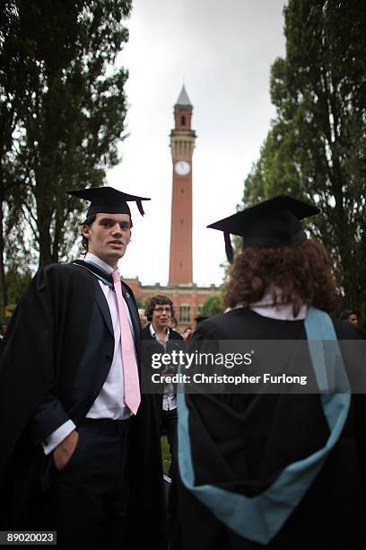 Students at the University of Birmingham take part in their degree congregations as they graduate on July 14, 2009 in Birmingham, England. Over 5000...