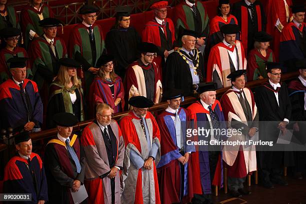 Academic staff at the University of Birmingham take part in the degree congregations on July 14, 2009 in Birmingham, England. Over 5000 graduates...