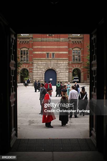 Students at the University of Birmingham take part in their degree congregations as they graduate on July 14, 2009 in Birmingham, England. Over 5000...