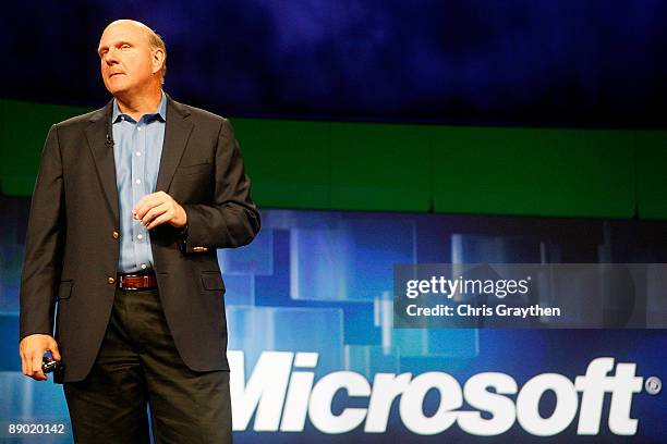 Steve Ballmer, Chief Executive Officer of Microsoft Corporation addresses the Microsoft Worldwide Partner Conference on July 14, 2009 at the Morial...