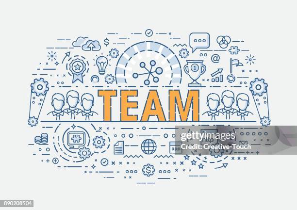 thin concept - team - it support team stock illustrations