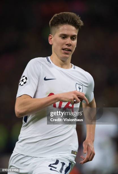 Juan Foyth of Tottenham Hotspur in action during the UEFA Champions League group H match between Tottenham Hotspur and APOEL Nikosia at Wembley...