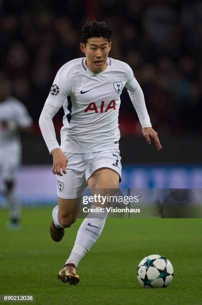 Heung-Min Son of Tottenham Hotspur in action during the UEFA Champions League group H match between Tottenham Hotspur and APOEL Nikosia at Wembley...