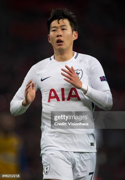 Heung-Min Son of Tottenham Hotspur in action during the UEFA Champions League group H match between Tottenham Hotspur and APOEL Nikosia at Wembley...