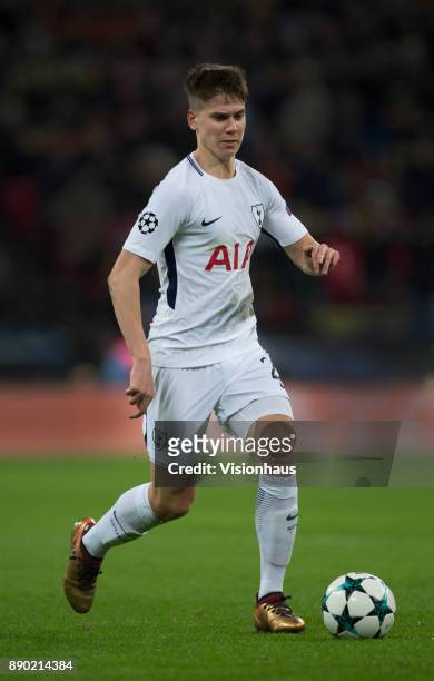 Juan Foyth of Tottenham Hotspur in action during the UEFA Champions League group H match between Tottenham Hotspur and APOEL Nikosia at Wembley...