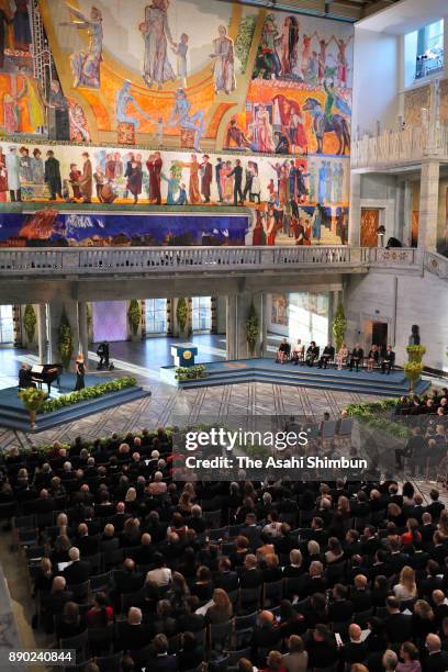 General view during the Nobel Peace Prize ceremony at the Oslo City Hall on December 10, 2017 in Oslo, Norway.