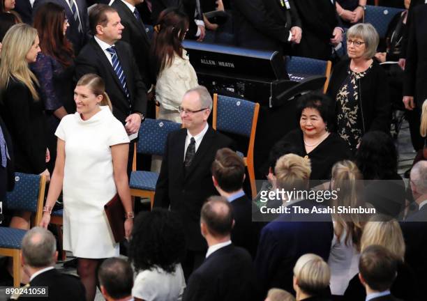Setsuko Thurlow and Beatrice Fihn the Executive Director International Campaign to Abolish Nuclear Weapons , attend the Nobel Peace Prize ceremony at...