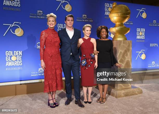 Actors Sharon Stone, Garrett Hedlund, Kristen Bell and Alfre Woodard attend Moet & Chandon Toasts The 75th Annual Golden Globe Awards Nominations at...