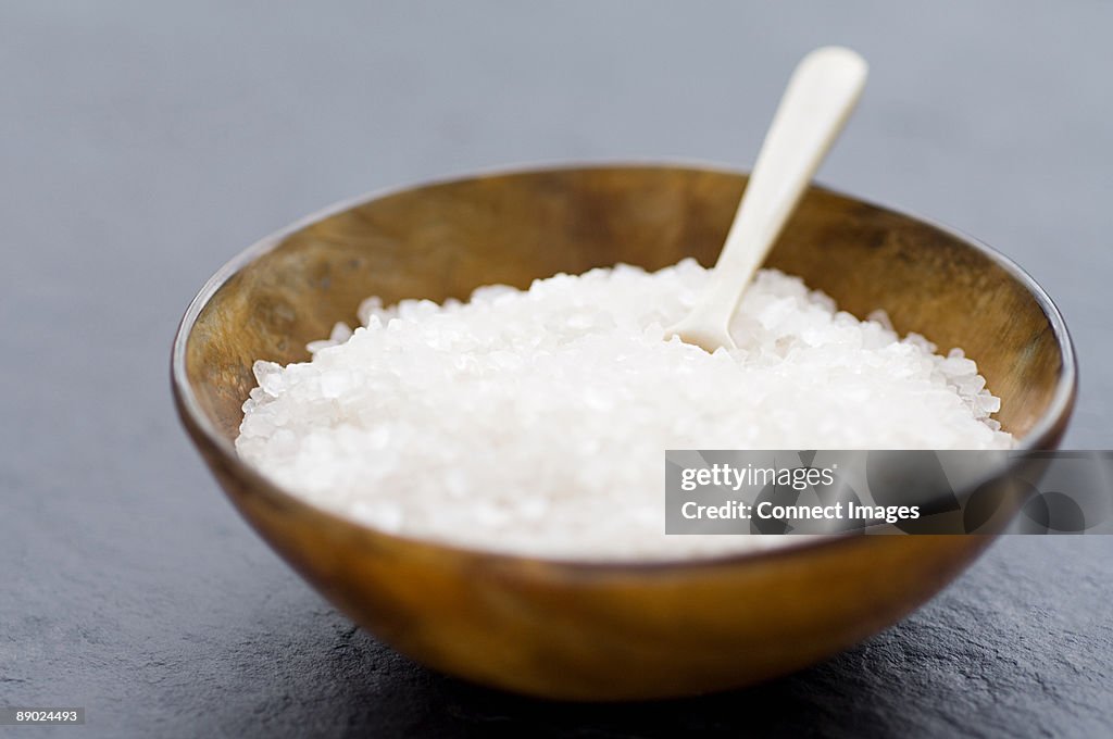 Sea salt in a bowl