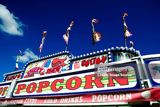 popcorn sign - amusement park sign stock pictures, royalty-free photos & images