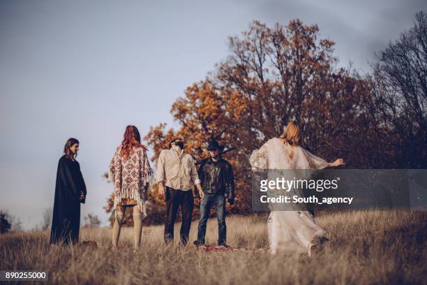 sect people in nature - cult stock pictures, royalty-free photos & images