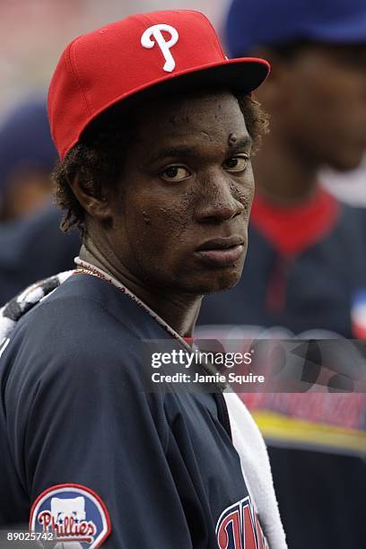 World Futures All-Star Yohan Flande of the Philadelphia Phillies looks on during the 2009 XM All-Star Futures Game at Busch Stadium on July 12, 2009...