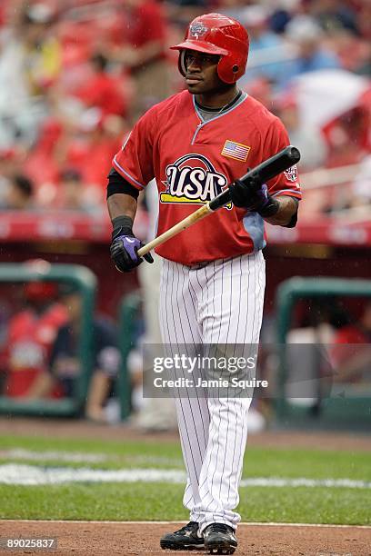 Futures All-Star Eric Young of the Colorado Rockies steps to the plate during the 2009 XM All-Star Futures Game at Busch Stadium on July 12, 2009 in...