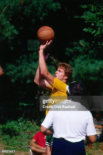 Dave Cowens of the Boston Celtics works on his shot during rookie camp in Boston, Massachusetts. NOTE TO USER: User expressly acknowledges and agrees...
