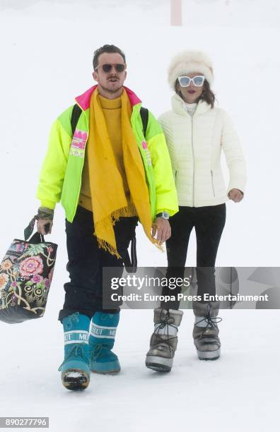 Macarena Gomez and Aldo Comas are seen on December 8, 2017 in Baqueira Beret, Spain.