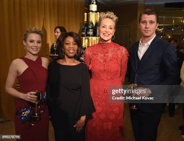 Actors Kristen Bell, Alfre Woodard, Sharon Stone and Garrett Hedlund attend Moet & Chandon Toasts The 75th Annual Golden Globe Awards Nominations at...