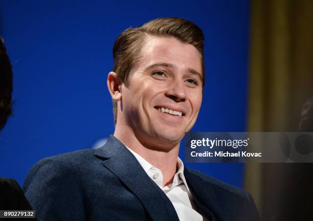 Actor Garrett Hedlund speaks during Moet & Chandon Toasts The 75th Annual Golden Globe Awards Nominations at The Beverly Hilton Hotel on December 11,...