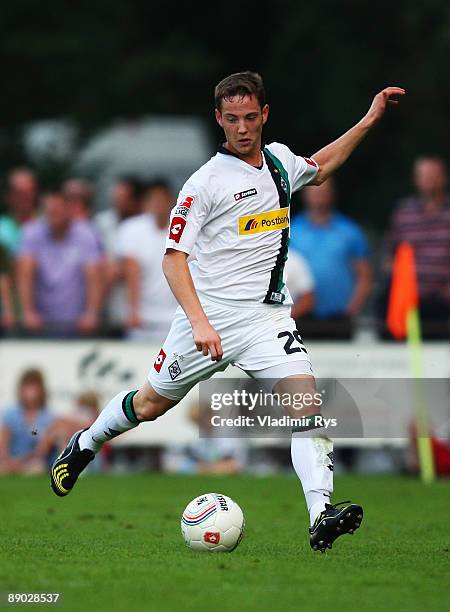 Fabian Baecker of Gladbach is shown in action during a pre-season friendly match between Twente Enschede and Borussia Moenchengladbach at AZSV...