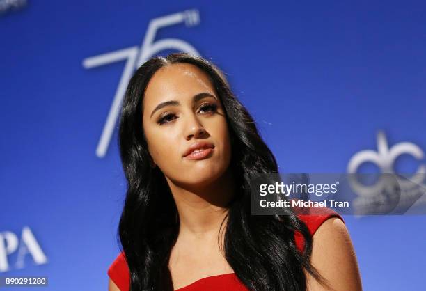 Miss Golden Globes, Simone Johnson attends the 75th Annual Golden Globe Nominations Announcement held at The Beverly Hilton on December 11, 2017 in...