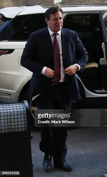 Former Trump campaign manager Paul Manafort arrives at the Prettyman Federal Courthouse for a hearing December 11, 2017 in Washington, DC. Manafort...