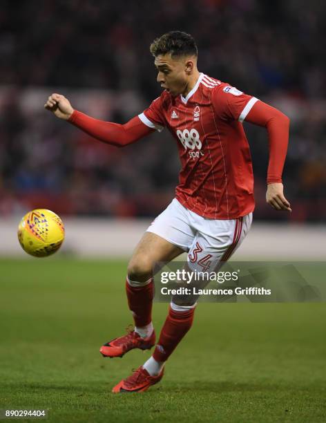 Tyler Walker of Nottingham Forest on the ball during the Sky Bet Championship match between Nottingham Forest and Bolton Wanderers at City Ground on...