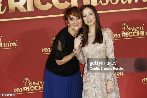 Lucia Ocone and Tess Masazza attend 'Poveri Ma Ricchissimi' photocall on December 11, 2017 in Rome, Italy.