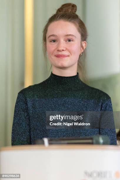 Sigrid attends the press conference ahead of the Nobel Peace Prize Concert 2017 at the Norwegian Nobel Institute on December 11, 2017 in Oslo,...