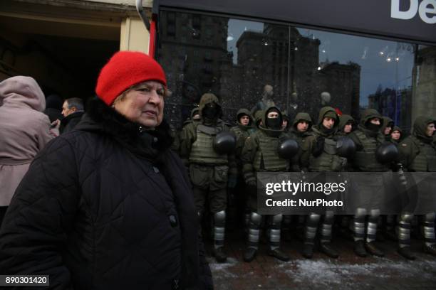 Police guard the Pechersk district court as its judges hears the case of Former Georgian president and ex-governor of Odessa Mikheil Saakashvili,...