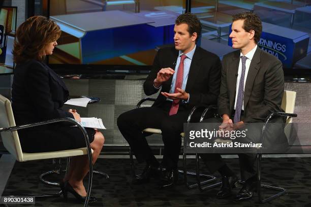 Entrepreneurs Tyler Winklevoss and Cameron Winklevoss discuss bitcoin with with Maria Bartiromo during FOX Business' "Mornings With Maria" at FOX...