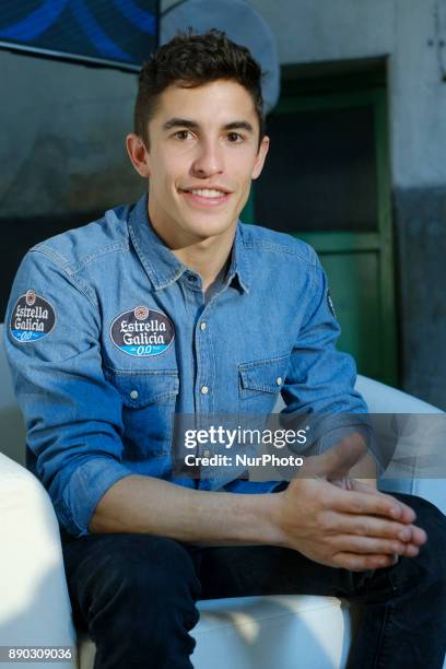 MotoGP World Champion Marc Marquez of Spain, a pose for photographers during an advertising event held in Madrid, Spain, 11 December 2017.