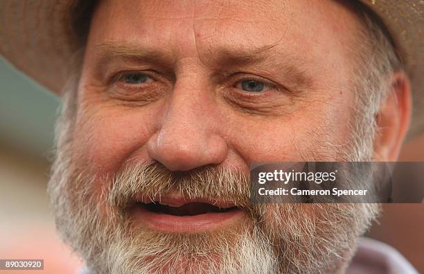 Richard Cass, father of Jamie Neale, talks to media outside the Blue Mountains Hospital on July 15, 2009 in Katoomba, Australia. Missing backpacker...