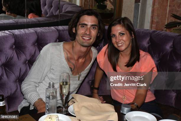 Tyson Ritter of The All American Rejects and Ali Puliti of US Weekly attends a private dinner party at The Gates on July 14, 2009 in New York City.