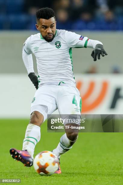 Cicinho of Ludogorets controls the ball during the UEFA Europa League group C match between 1899 Hoffenheim and PFC Ludogorets Razgrad at Wirsol...