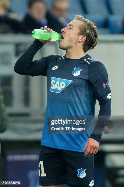 Felix Passlack of Hoffenheim drinks during the UEFA Europa League group C match between 1899 Hoffenheim and PFC Ludogorets Razgrad at Wirsol...