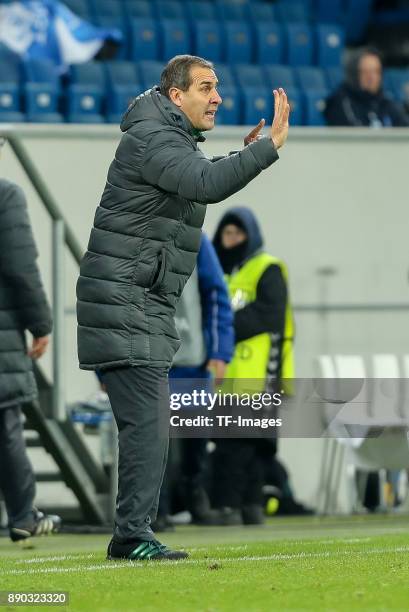 Head coach Dimitar Dimitrov of Ludogorets gestures during the UEFA Europa League group C match between 1899 Hoffenheim and PFC Ludogorets Razgrad at...