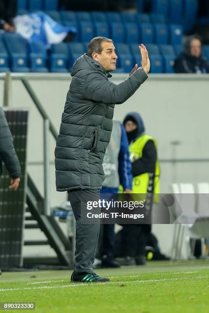 Head coach Dimitar Dimitrov of Ludogorets gestures during the UEFA Europa League group C match between 1899 Hoffenheim and PFC Ludogorets Razgrad at...