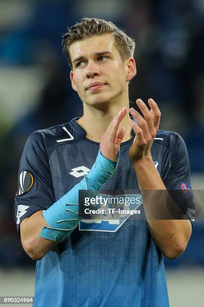 Alexander Rossipal of Hoffenheim gestures after the UEFA Europa League group C match between 1899 Hoffenheim and PFC Ludogorets Razgrad at Wirsol...