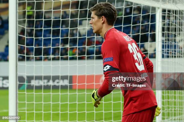 Goalkeeper Gregor Kobel of Hoffenheim looks on during the UEFA Europa League group C match between 1899 Hoffenheim and PFC Ludogorets Razgrad at...