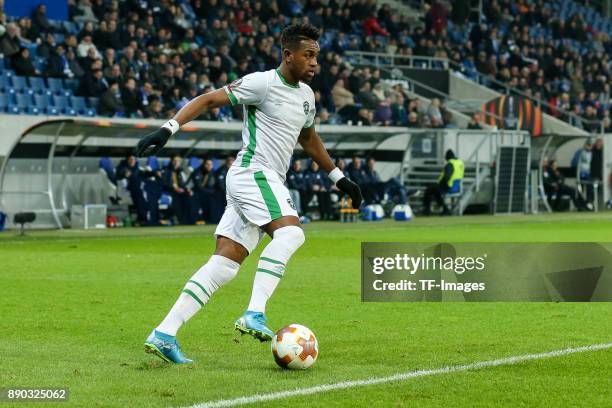 Virgil Misidjan of Ludogorets controls the ball during the UEFA Europa League group C match between 1899 Hoffenheim and PFC Ludogorets Razgrad at...