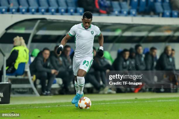 Virgil Misidjan of Ludogorets controls the ball during the UEFA Europa League group C match between 1899 Hoffenheim and PFC Ludogorets Razgrad at...